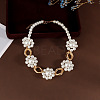 Alloy Rhombus & Plastic Flower Link Chain Necklaces for Women WG7D712-01-3