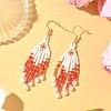 304 Stainless Steel Glass Seed Beads Arrow Dangle Earrings EJEW-MZ00554-04-1