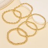5Pcs Round Brass Beaded Stretch Bracelets for Women BJEW-SW00151-5