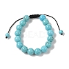 10mm Round Natural Crackle Turquoise  Braided Bead Bracelets BJEW-C067-01C-10-2