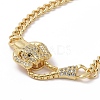 Cubic Zirconia Leopard Link Bracelet Brass Curb Chains for Women BJEW-G664-01G-02-2