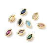 Horse Eye Brass Micro Pave Cubic Zirconia Cabochons KK-P345-13G-C-1