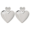 Brass Heart Stud Earrings EJEW-K293-13P-1