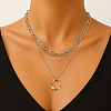 4Pcs 2 Colors Iron & Alloy 3 Layer Twisted Ring Pendant Necklaces for Women NJEW-HY0001-26-5