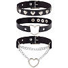 3Pcs 3 Styles Punk-style Imitation Leather Chocker Necklaces NJEW-CL0001-25-1