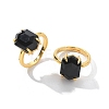 Hexagon Natural Obsidian Finger Rings RJEW-B113-02G-08-2