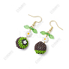 Kiwi Glass Seed Beaded Dangle Earrings EJEW-FS00062-1