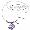 Natural Amethyst Alloy Butterfly Pendant Glass Seed Beaded Necklaces for Women TG9550-5-2