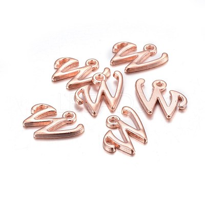 Rose Gold Plated Alloy Letter Pendants X-PALLOY-J718-01RG-W-1