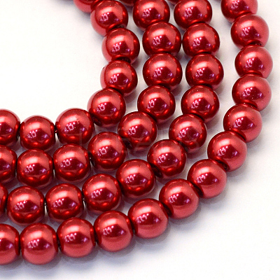 Baking Paint Pearlized Glass Pearl Round Bead Strands X-HY-Q003-4mm-51-1
