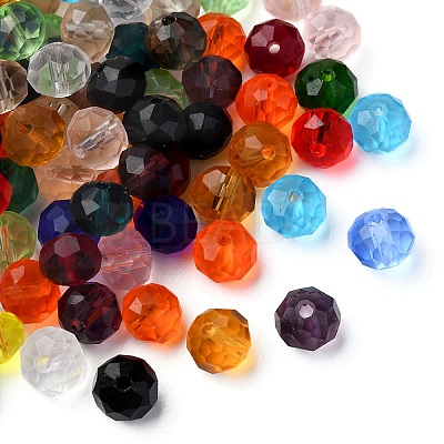 Faceted Rondelle Transparent Glass Beads GLAA-YW0001-84B-1