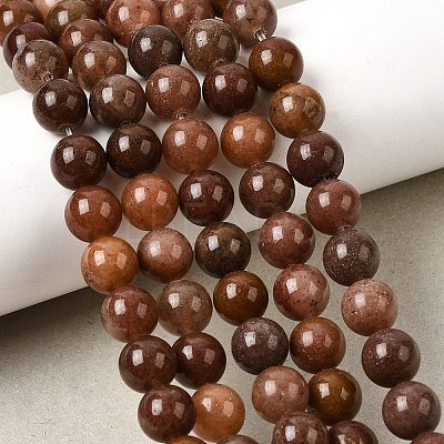 Natural Purple Aventurine Round Bead Strands G-E334-8mm-21-1
