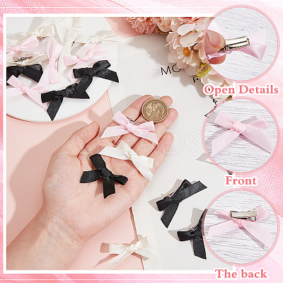 30Pcs 3 Colors Bowknot Polyester Alligator Hair Clips AJEW-CP0008-38-1