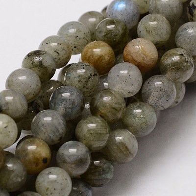 Natural Labradorite Round Beads Strands G-E329-6mm-48-1
