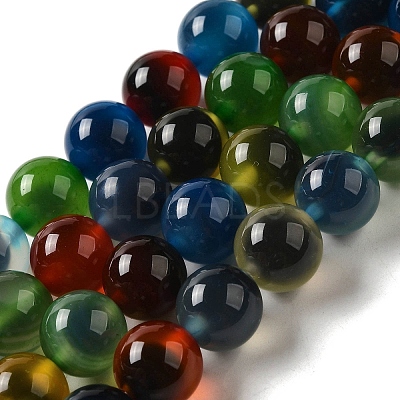 Natural Dyed & Heated Runny Agate Beads Strands G-K356-A01-03-1