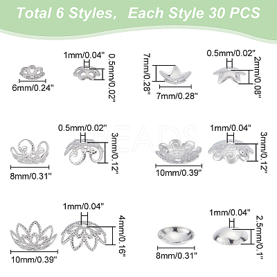 304 Stainless Steel Flower Bead Caps STAS-PH0018-43P-1