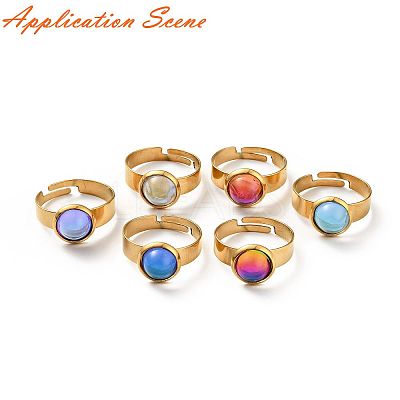 Ion Plating(IP) Adjustable 304 Stainless Steel Finger Rings Components STAS-P291-01H-G-1