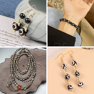 36Pcs 4 Styles Tibetan Style dZi 3-Eye Beads G-TA0002-68-1