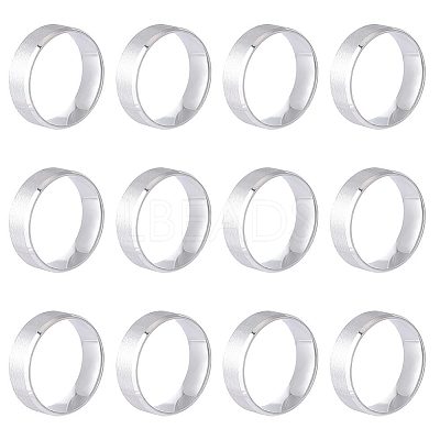 12Pcs 201 Stainless Steel Plain Band Ring for Men Women RJEW-UN0002-44B-1