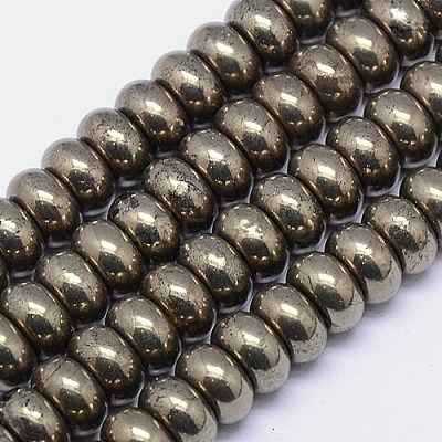 Natural Pyrite Beads Strands G-L032-10X6mm-01-1