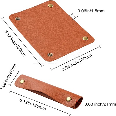 3Pcs Rectangle PU Leather Detachable Handle FIND-GF0001-49-1