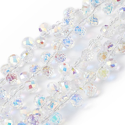 Transparent Electroplate Glass Beads Strands EGLA-F152A-AB02-1
