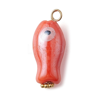 Evil Eye Fish Shaped Glazed Porcelain Pendants PALLOY-JF02166-1