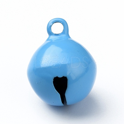 Baking Paint Brass Bell Pendants KK-WH0044-35F-1