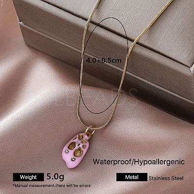 Vintage Retro 304 Stainless Steel Enamel Nuggets Pendant Necklaces for Women TT8983-3-1