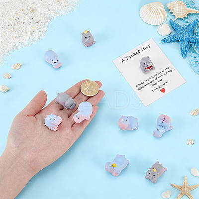20Pcs 10 Styles Resin Hippo Figurines Ornaments DJEW-GA0001-94-1