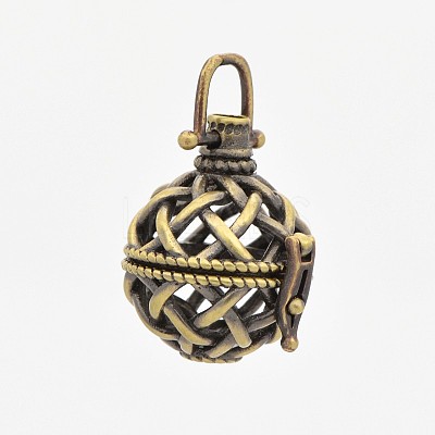 Vintage Filigree Round Brass Cage Pendants LS-KK-D389-15AB-1
