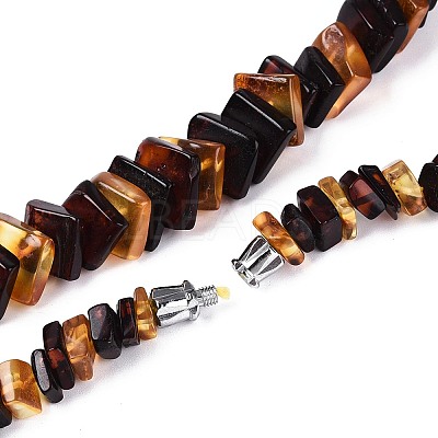 Natural Amber Square Graduated Beaded Necklaces NJEW-T019-01-1