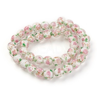 Handmade Gold Sand Lampwork Beads Strands LAMP-P051-D06-1