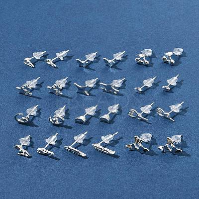 2 Pairs Alloy Stud Earrings for Women EJEW-FS0001-27C-1