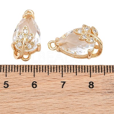 Brass Micro Pave Clear Cubic Zirconia Connector Charms CU-CBA7392-13G-01-1