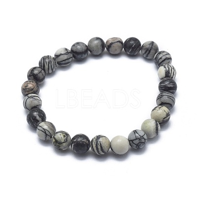 Natural Netstone Bead Stretch Bracelets BJEW-K212-B-021-1