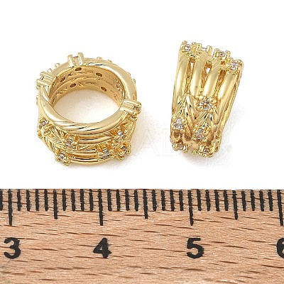 Brass Micro Pave Clear Cubic Zirconia Beads CU-CBAC675-07G-1