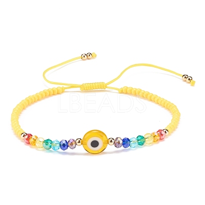 Lampwork Evil Eye & Glass Beaded Bracelet BJEW-JB08367-02-1
