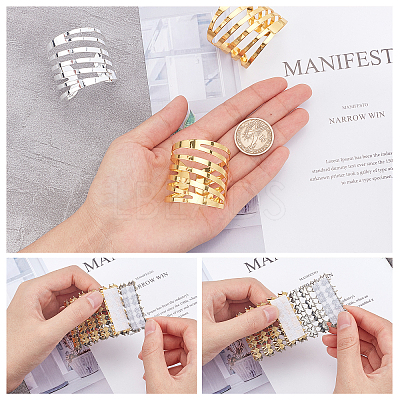 24Pcs 4 Style Alloy Napkin Rings and Plastic Rhinestone with Polyester Napkin Holder Adornment AJEW-AR0001-16-1
