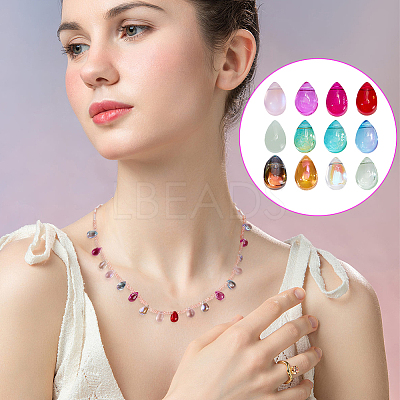 120Pcs 12 Colors Transparent Glass & Lampwork Beads Sets GGLA-GA0001-05-1
