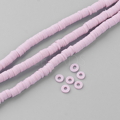 Flat Round Handmade Polymer Clay Bead Spacers CLAY-R067-3.0mm-26-1