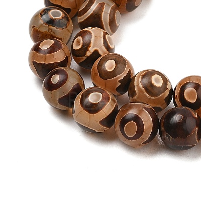 Natural Tibetan 3-Eye dZi Agate Beads Strands G-A240-A03-02-1