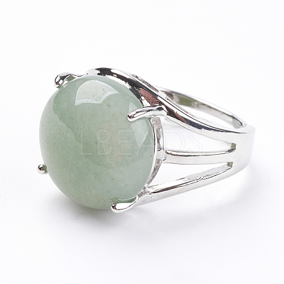 Adjustable Natural Green Aventurine Finger Rings X-RJEW-F075-01K-1