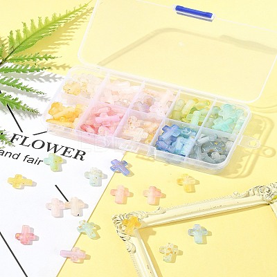 130Pcs 10 Colors Gradient Color Transparent Acrylic Beads OACR-FS0002-05-1