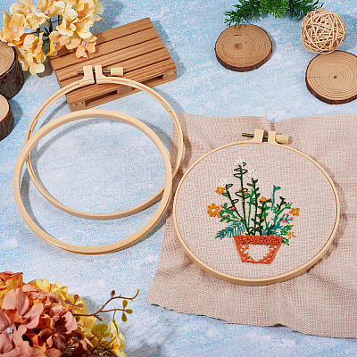 Plastic Imitation Bamboo Cross Stitch Embroidery Hoops TOOL-TADJ0001-03D-1