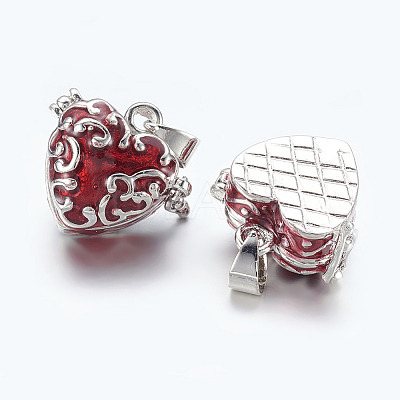 Heart Brass Enamel Prayer Box Pendants KK-24X21-1