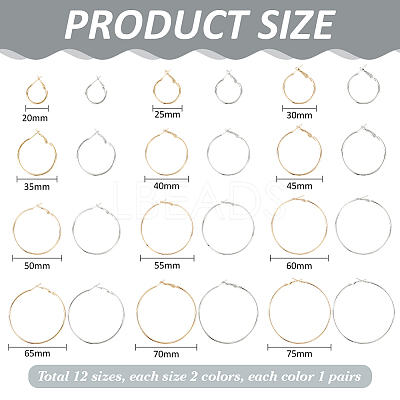 2 Colors Alloy Hoop Earring Sets EJEW-WR0001-02-1