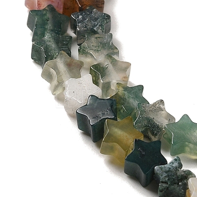 Natural Moss Agate Beads Strands G-G085-B17-01-1