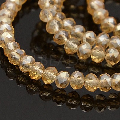 Pearl Luster Plated Faceted Rondelle Glass Beads Strands GLAA-A024D-PL01-1