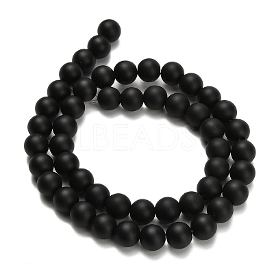 Natural Black Onyx(Dyed & Heated) Beads Strands X-G-Z024-01B-01-1